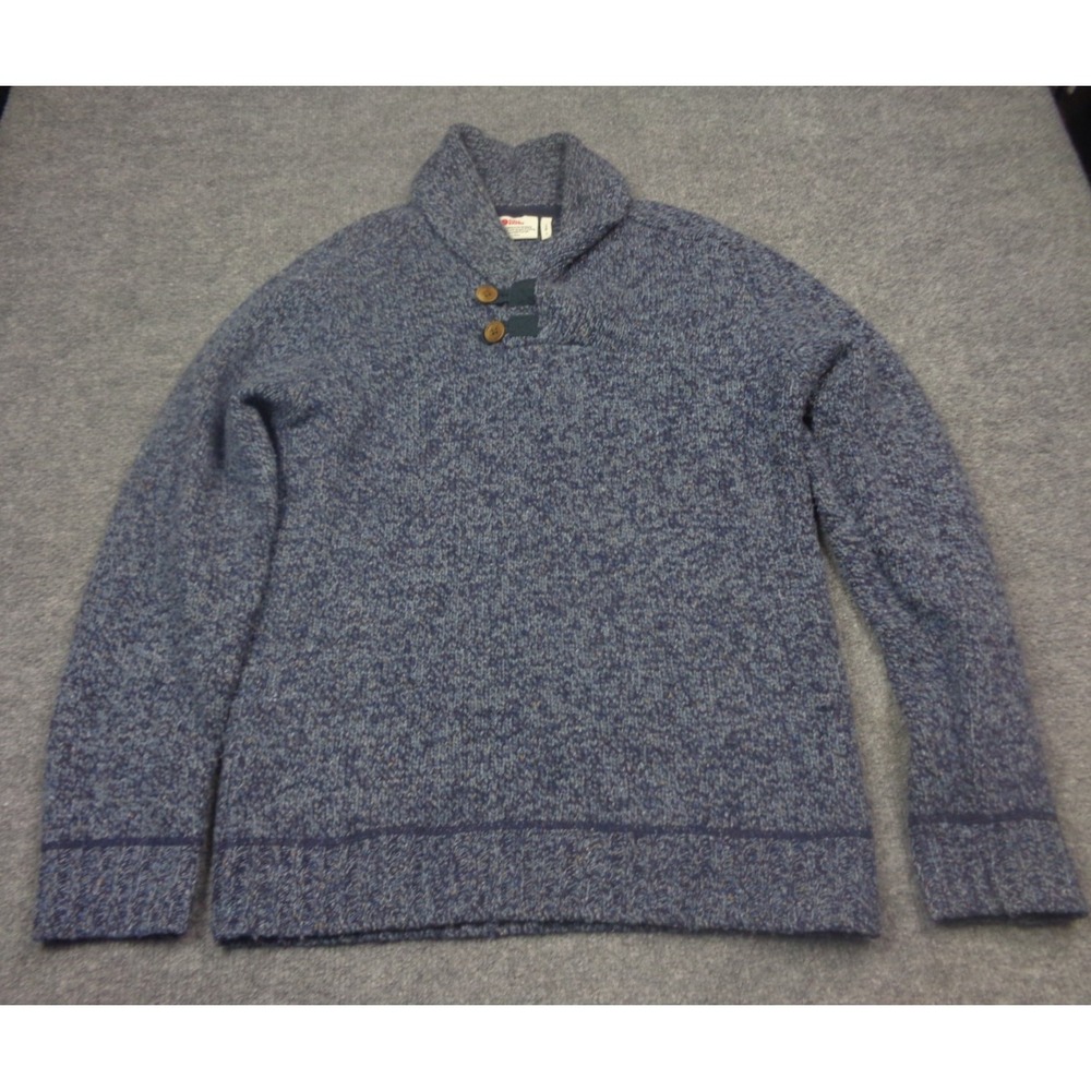 Fjallraven Lada Sweater Mens S Wool Blend Blue Shawl Collar Outdoor